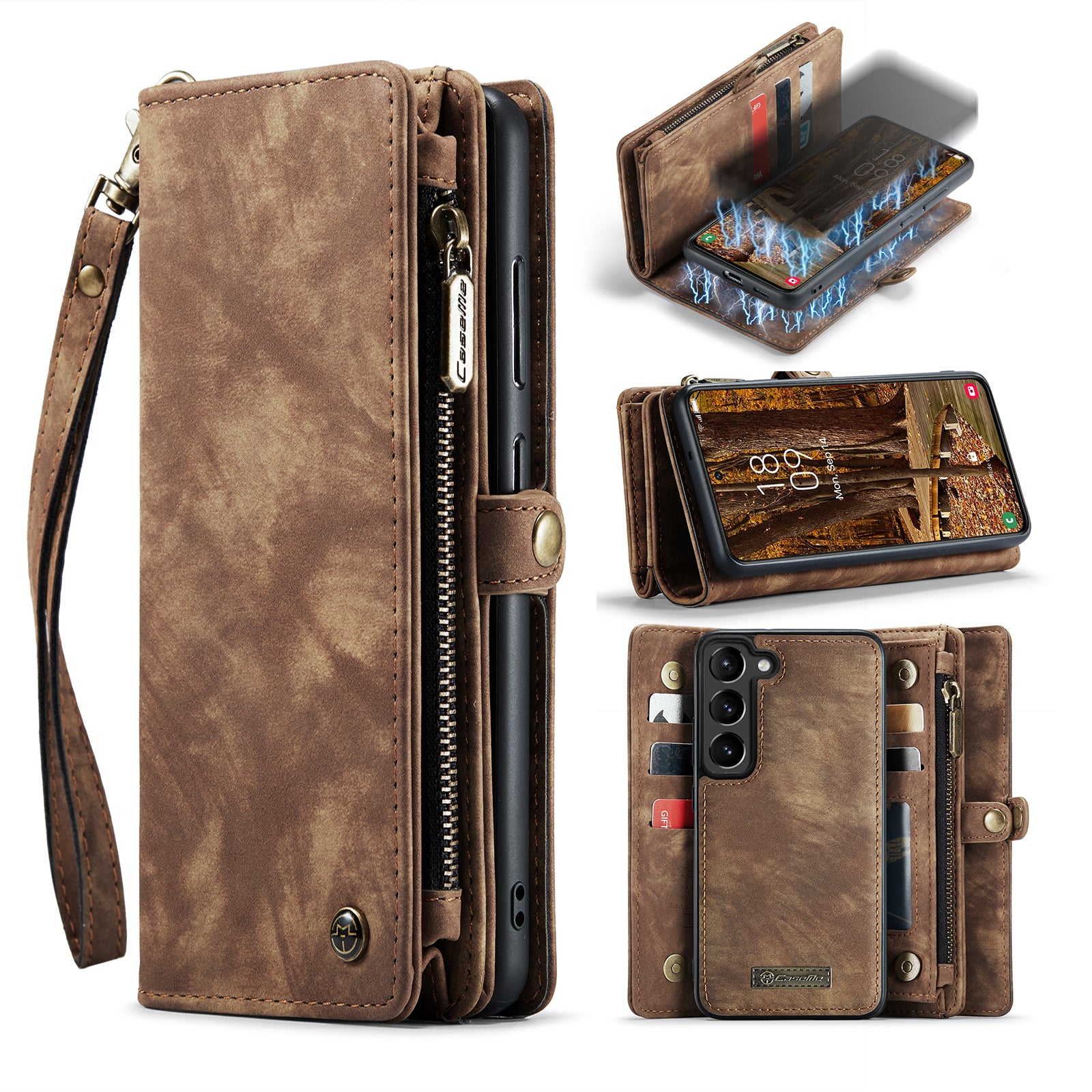 CASEME 008 Series for Samsung Galaxy S23 Multi-Functional PU Leather Hands-free Stand Flip Cover Detachable Magnetic Zipper Wallet Case CASEME 008 Series for Samsung Galaxy S23 Multi-Functional PU Leather Hands-free Stand Flip Cover Detachable Magnetic Zipper Wallet Case